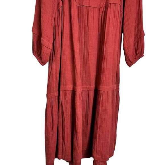 Tiered Gauze Midi Dress Wonderly M Boho Prairiecore Cottagecore Ecclectic (2991) - Picture 9 of 10